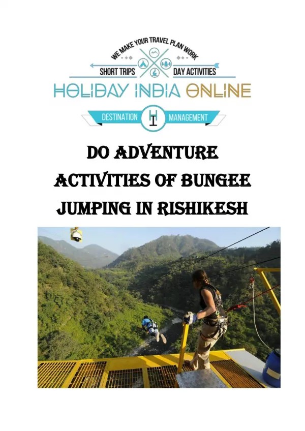 Do Adventure Activities Of Bungee Jumping in Rishikesh