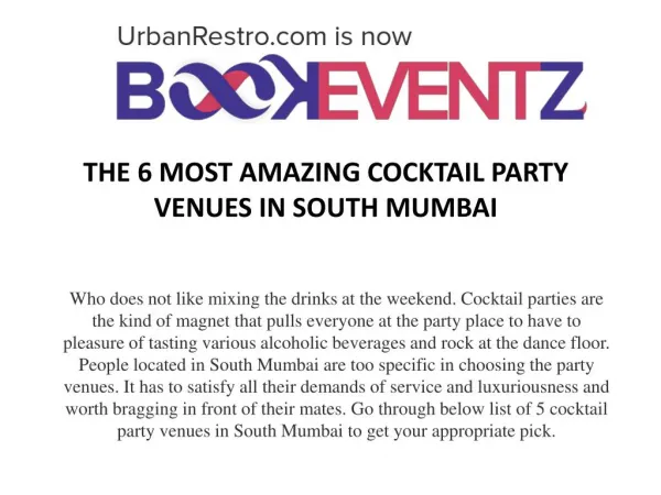 The 6 Most Amazing Cocktail Party Venues in South Mumbai, BookEventZ