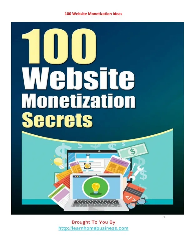 100 Website Monetization Ideas For Sure Profits? PDF - Free