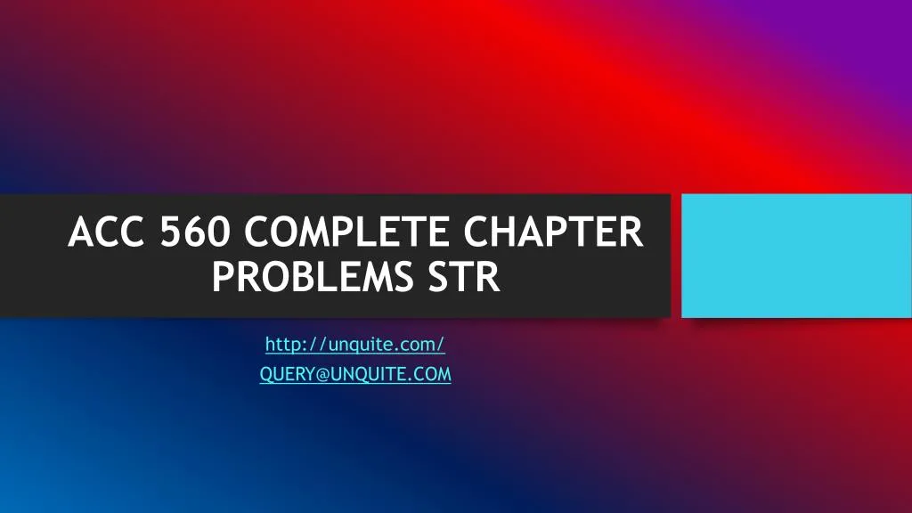 acc 560 complete chapter problems str