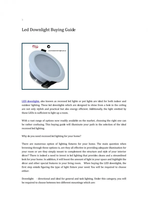 led downlight buying guide