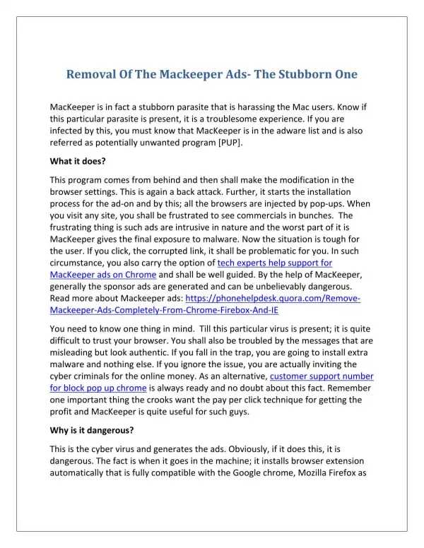 Removal Of The Mackeeper Ads- The Stubborn One