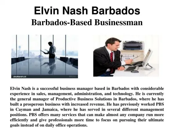 Elvin Nash Barbados - Barbados-Based Businessman