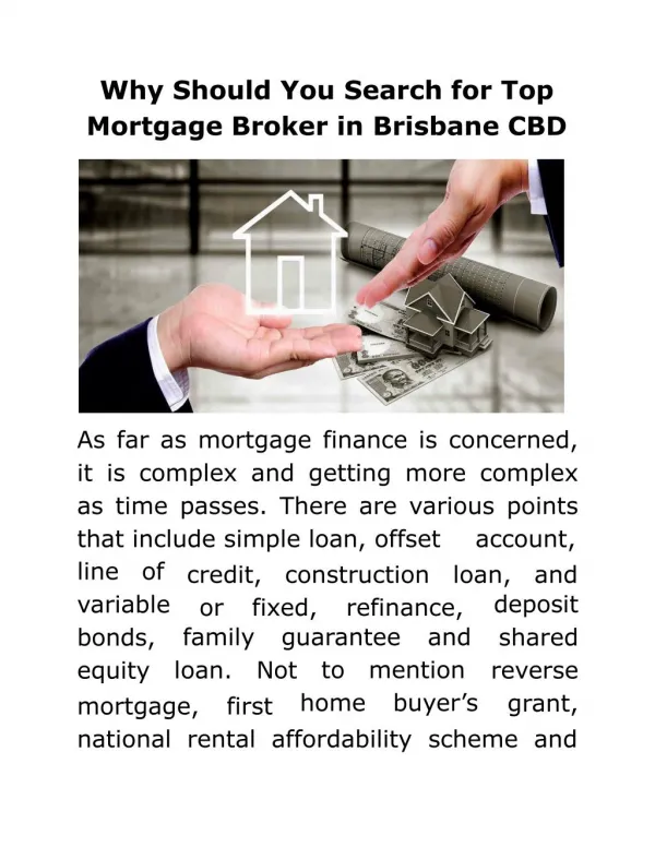 Why Should You Search for Top Mortgage Broker in Brisbane CBD