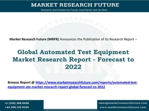 Automated Test Equipment Market 2016: Market Share, Revenue and Cost Analysis with Key Player’s Profiles - Forecast to 2