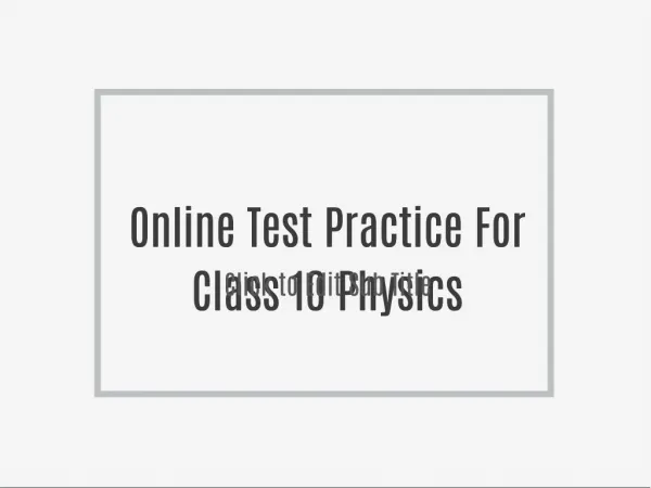 Online Test Practice For Class 10 Chemistry