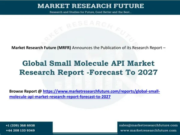 Global Small Molecule API Market Research Report- Forecast To 2027