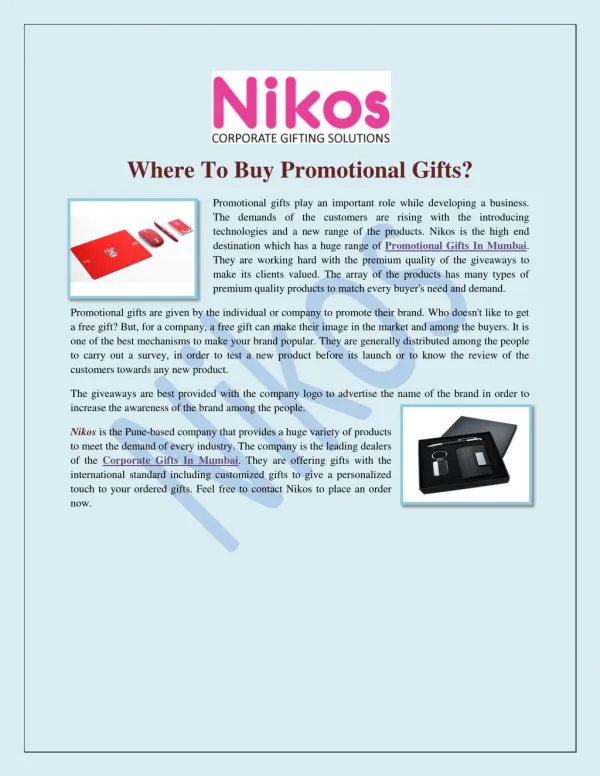 Where To Buy Promotional Gifts
