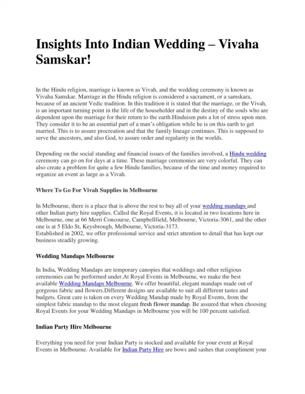 Insights Into Indian Wedding – Vivaha Samskar!