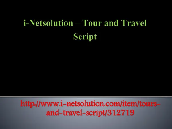i-Netsolution - Tour and Travel Script