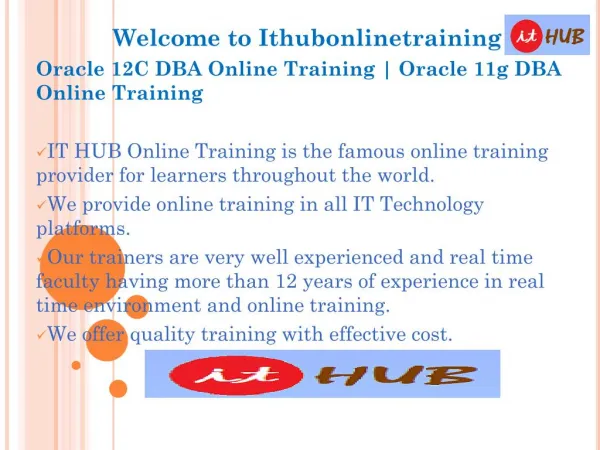 Oracle 12c DBA Online Training | Oracle 11g DBA online Tutorial