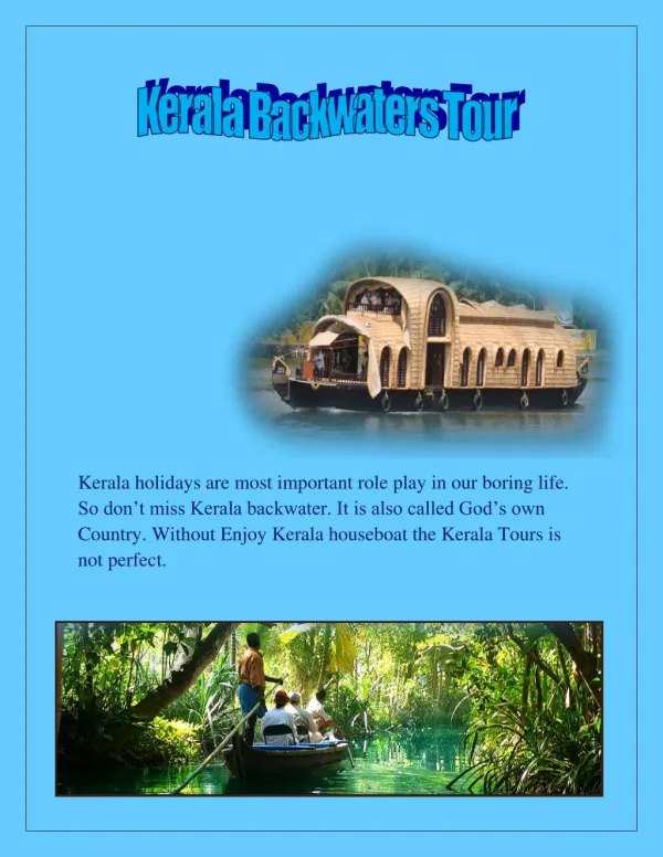 Book a Kerala Backwater Tour