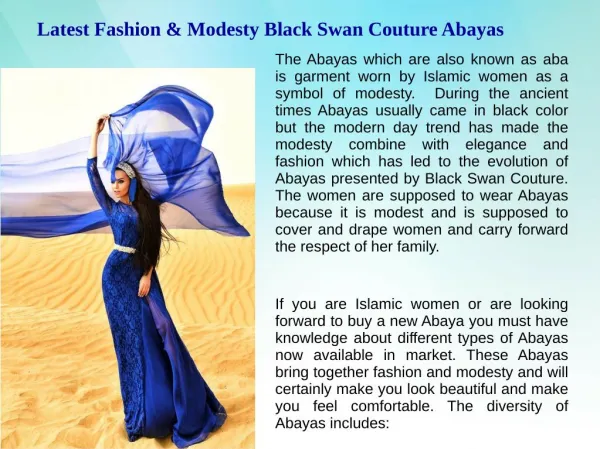 Latest Fashion & Modesty Black Swan Couture Abayas