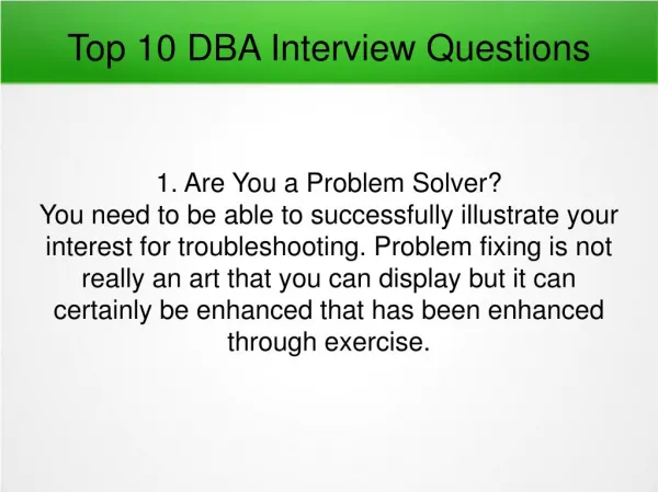 Top 10 DBA Interview Questions