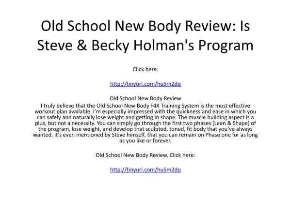 Old School New Body Review: Is Steve & Becky Holman's Program