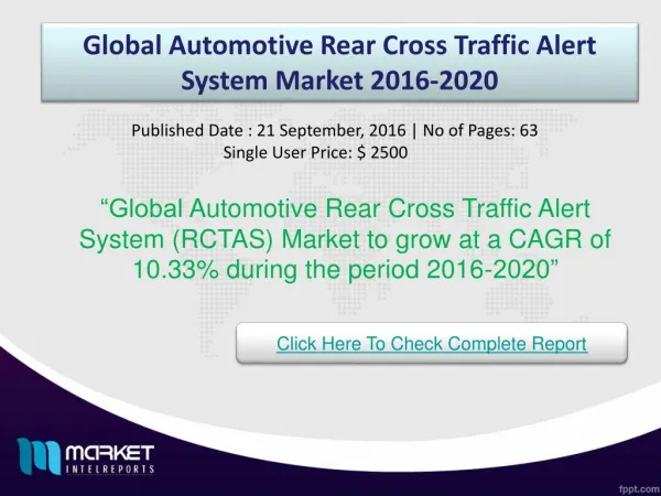 Global Automotive Rear Cross Traffic Alert System Market Opportunities & Growth 2020