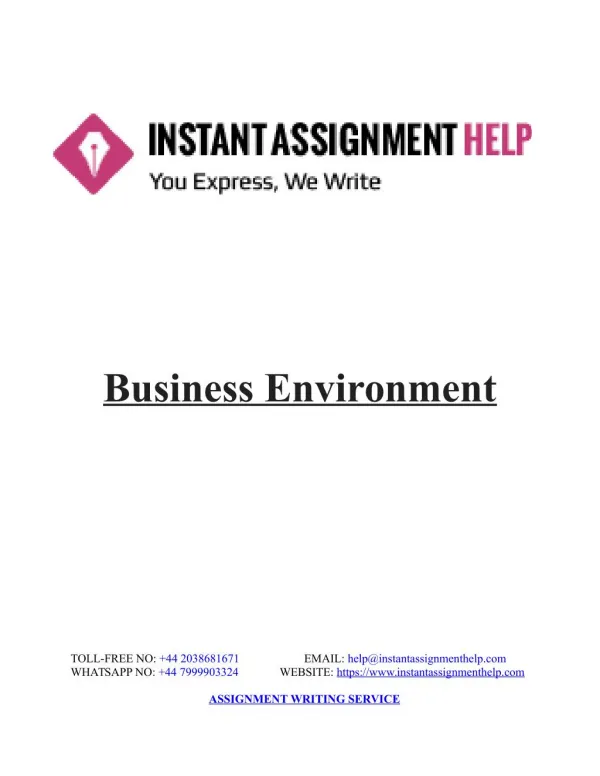 Sample Assignment on Business Environment