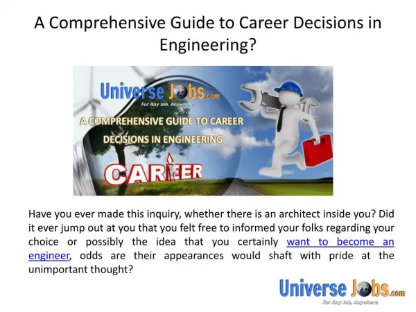 A Comprehensive Guide to Career Decisions in Engineering?