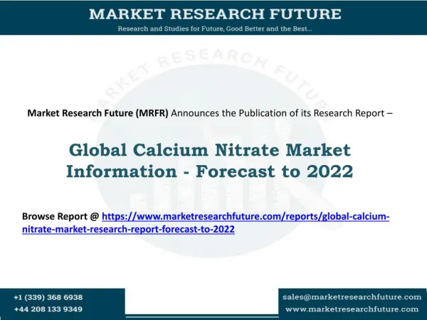 Global Calcium Nitrate Market Research Report - Forecast to 2022