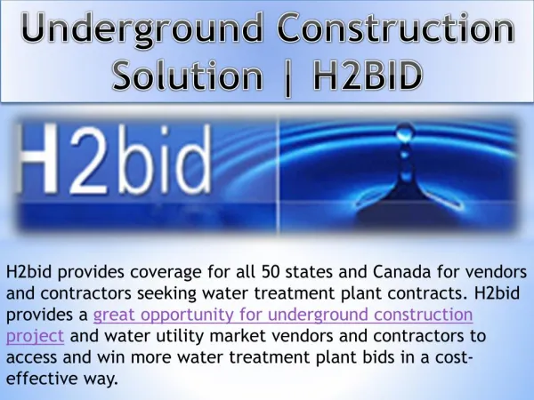 Underground Construction Solution | H2BID