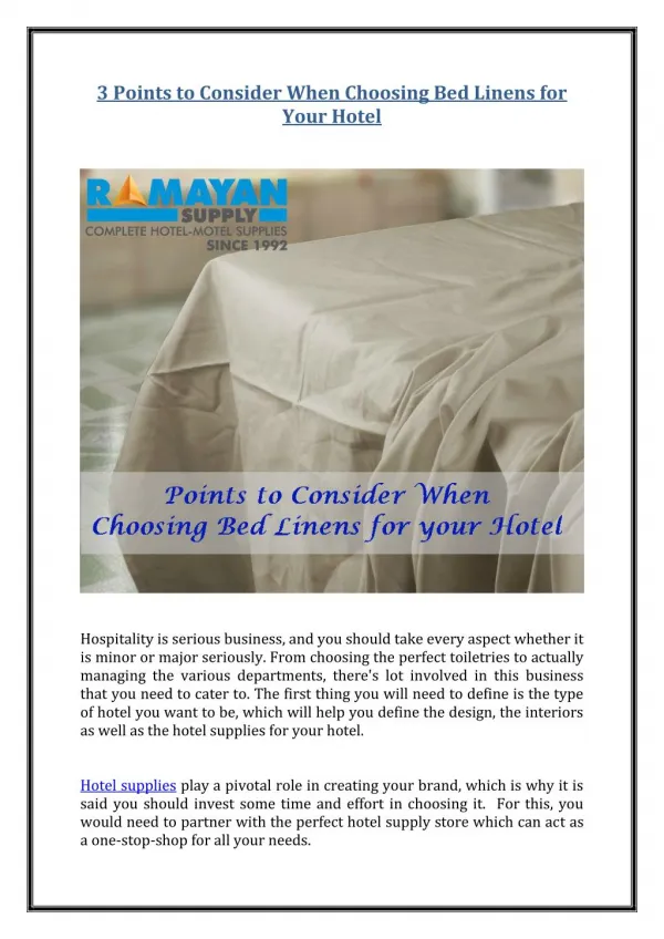 3 Points to Consider When Choosing Bed Linens for Your Hotel