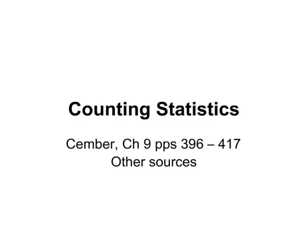 Counting Statistics