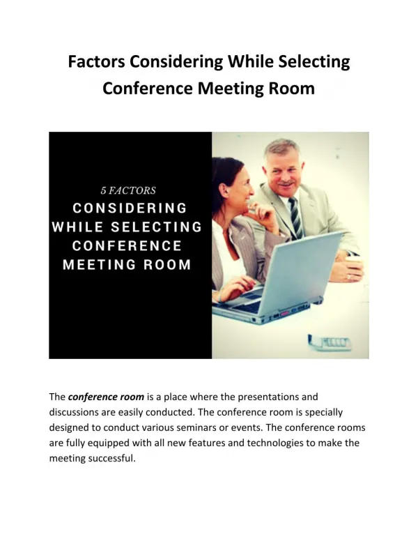 5 Factors Considering While Selecting Conference Meeting Room