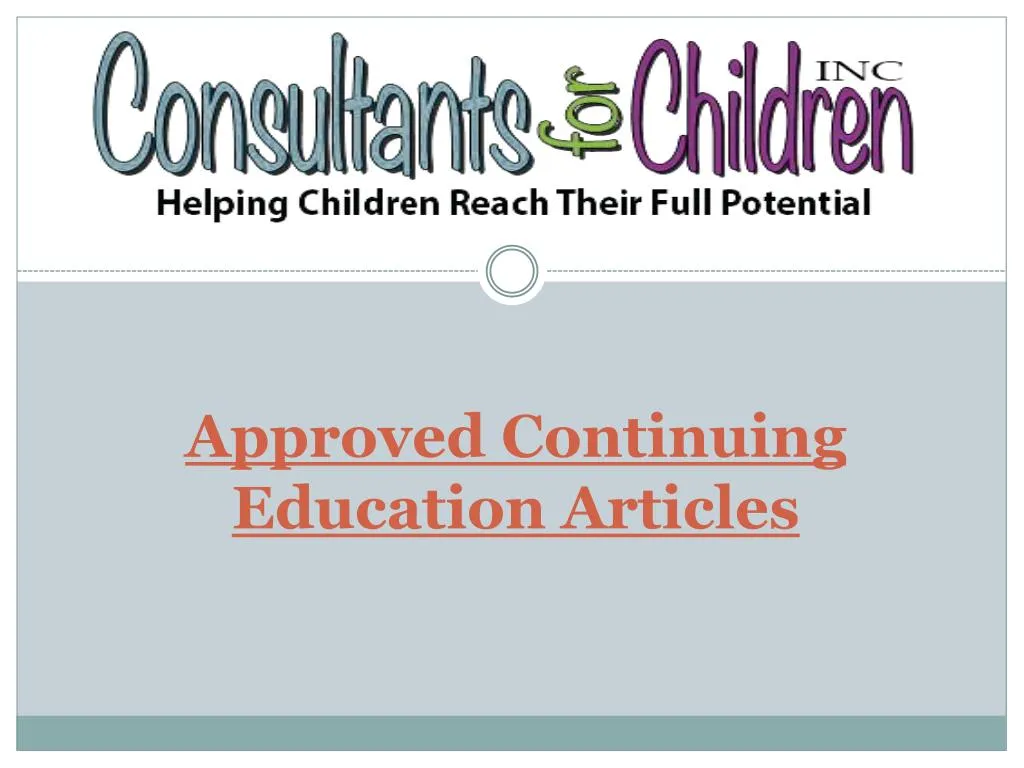 approved continuing education articles