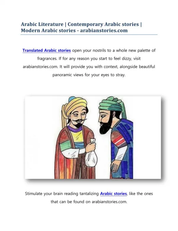 Arabic Literature | Contemporary Arabic stories | Modern Arabic stories - arabianstories.com