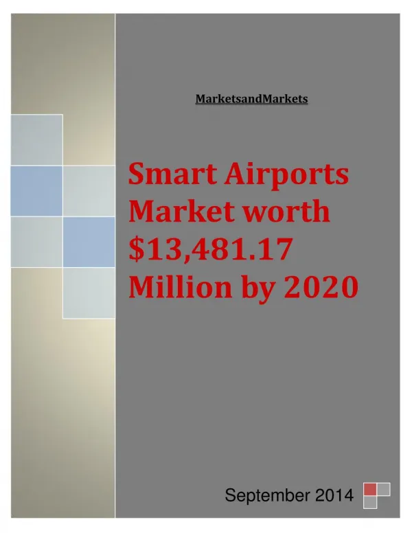 Smart Airports Market worth $13,481.17 Million by 2020