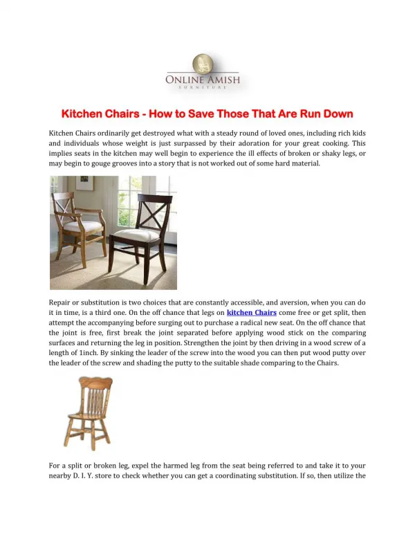 Kitchen Chairs - How to Save Those That Are Run Down