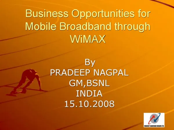 Business Opportunities for Mobile Broadband through WiMAX