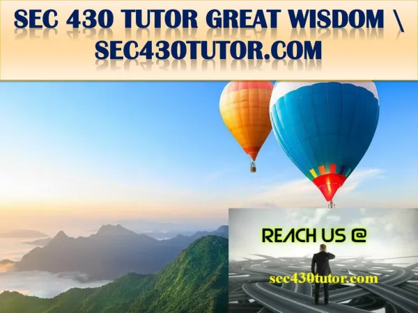SEC 430 TUTOR GREAT WISDOM \ sec430tutor.com
