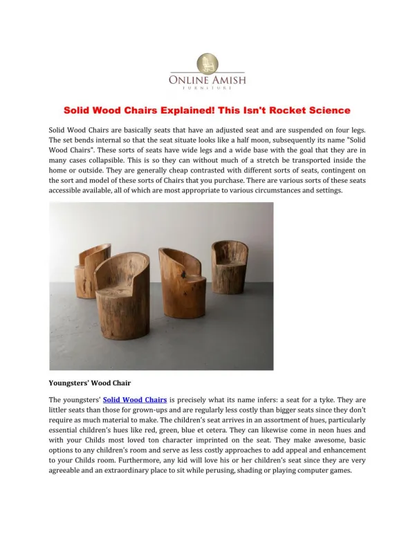 Solid Wood Chairs Explained! This Isn't Rocket Science