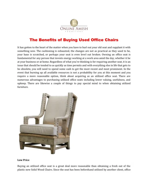 The Benefits of Buying Used Office Chairs