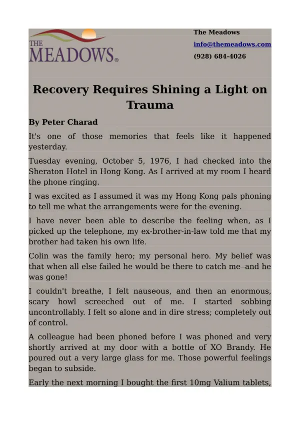 Recovery Requires Shining a Light on Trauma