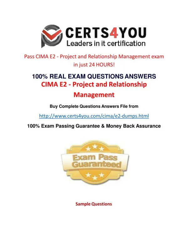 Cima E2 Exam Questions