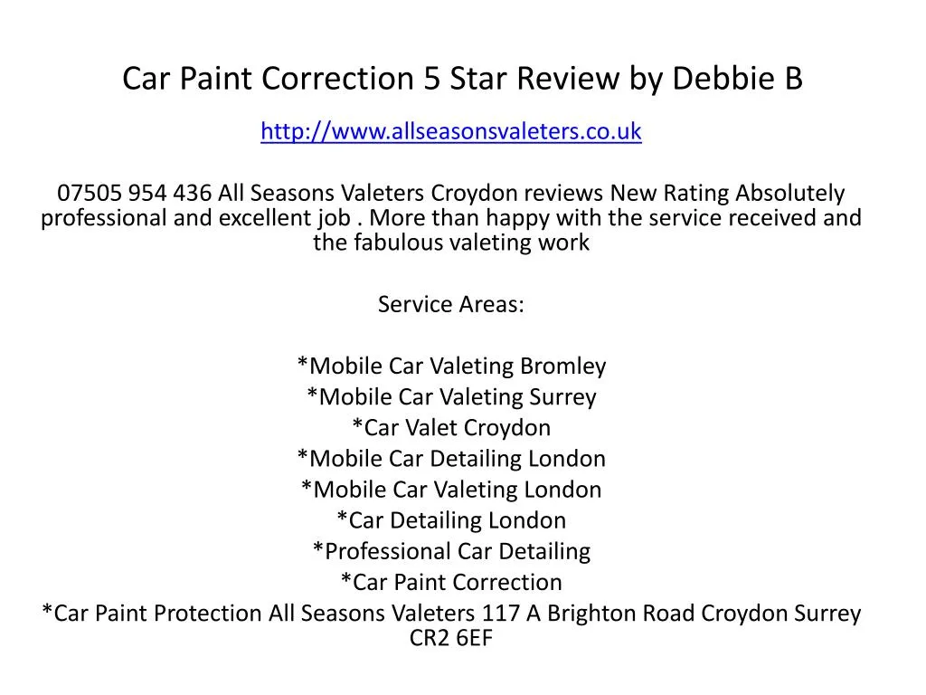 car paint correction 5 star review by debbie b