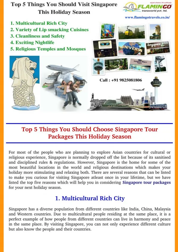 Top 5 Things You Should Choose Singapore Tour Packages This Holiday Season