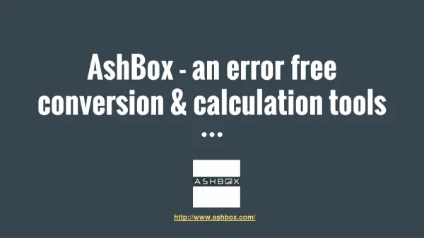 AshBox - an error free conversion & calculation tools