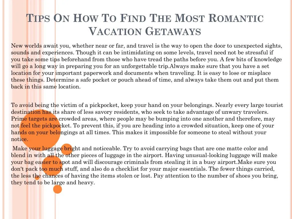 tips on how to find the most romantic vacation getaways