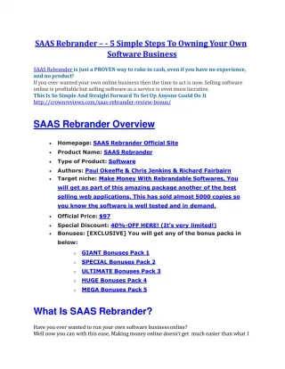 SAAS Rebrander review and giant bonus with 100 items