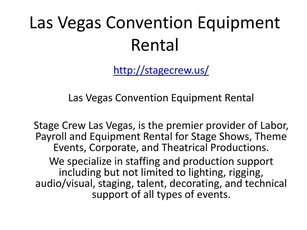 las vegas convention equipment rental