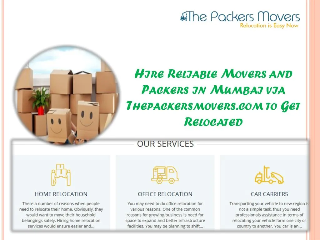 hire reliable movers and packers in mumbai via thepackersmovers com to get relocated