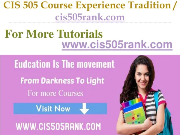 CIS 505 Course Experience Tradition / cis505rank.com