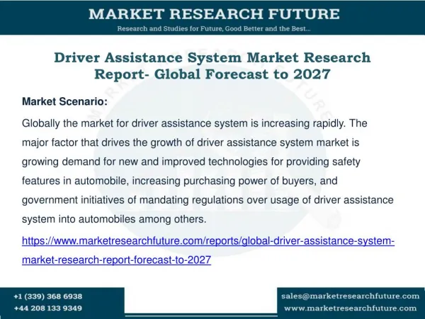 Driver Assistance System Market Research Report- Global Forecast to 2027