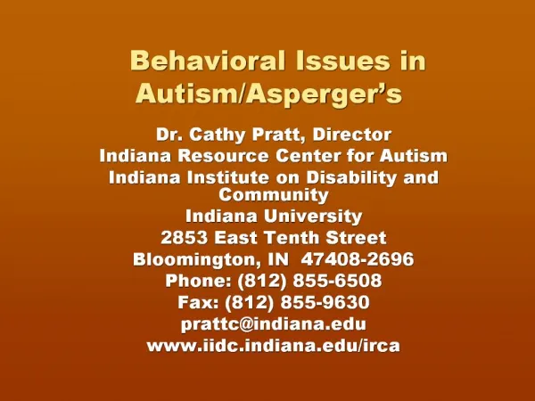 Behavioral Issues in Autism