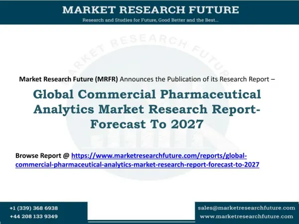 Global Commercial Pharmaceutical Analytics Market Research Report- Forecast To 2027