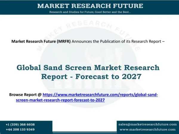 Global Sand Screen Market Research Report - Forecast to 2027