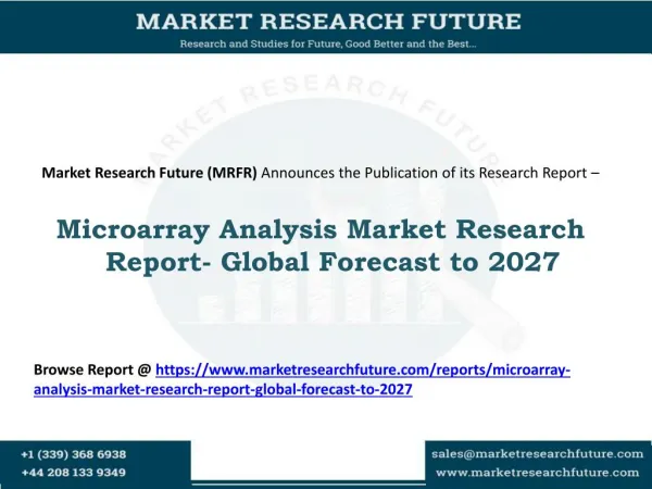 Microarray Analysis Market Research Report- Global Forecast to 2027